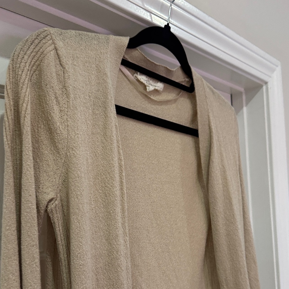 Fourteen Women's Beige Open Front Lightweight Cardigan - Picture 7 of 8